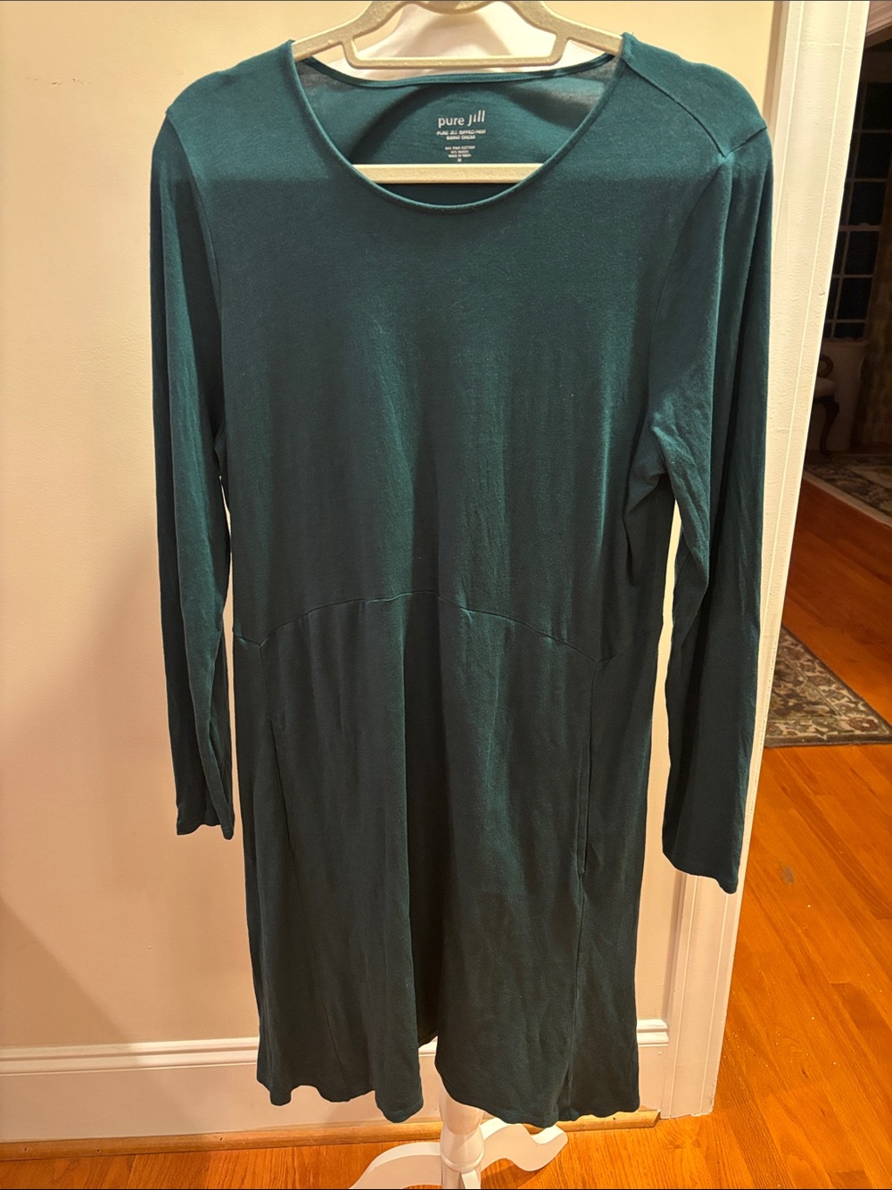 Pure Jill Long Sleeve Teal Swing Dress  Medium